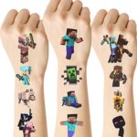 AOOWU Temporary Tattoo for Kids, 8 Sheets My World Kids Tattoos Sticker, Waterproof Fake Tattoo Set, Childrens Cartoon Stickers Stick on Tattoo f