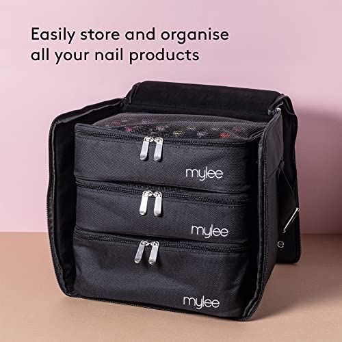 Mylee Gel Polish Carry Case – Nail Polish Storage Organiser, Holds 84 Nail Polish Bottles, 3X Removable Trays, Travel Friendly Bag, Nail Technici