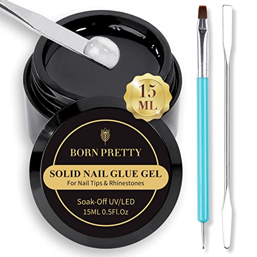 BORN PRETTY Solid Nail Tips Glue Gel Strong Nail Glue for Stick on Nails False Nail Glue Super Strong Nail Glue Nail Art Rhinestone Glue Gel