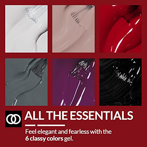 LagunaMoon™ Gel Nail Polish Set - 6 Colours Red Purple Grey Black White Pink Pigmented High-Shine Kit Gel Polish for Salon Quality DIY Nails - UV