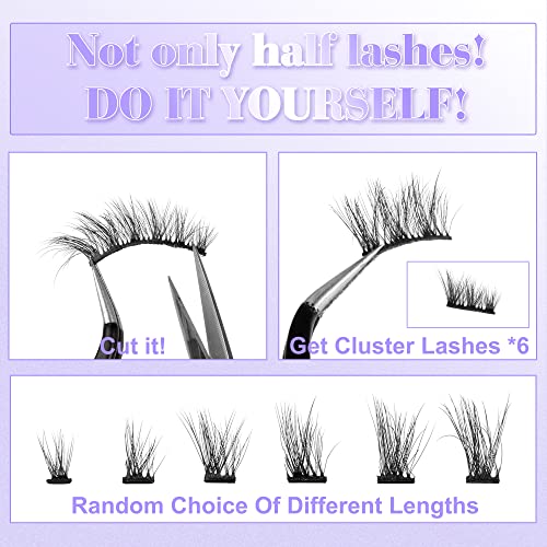 Newcally Eyelashes Half Lashes Natural Cat Eye Wispy False Eyelashes Fluffy Volume Strip Fake Eyelashes Accent Corner 3/4 Eye Lashes Cluster DIY