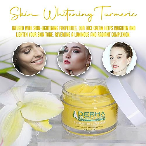 DERMA Turmeric Face Cream Beauty Care Turmeric Facial Moisturizer for Dark Spots, Wrinkles, Moisturizing, Nourishing, Brightening, Hydrating, Ski