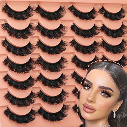 Natural Eyelashes D Curl Russian Strip Lashes 17mm 6D False Eyelashes 14 Pairs Curly Fake Eye Lashes Multipack by TOOCHUNAG