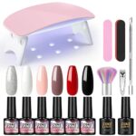 PEACECOLOR Gel Nail Polish Set With Lamp Starter Kit 6 Colours Soak off Gel Nail Kit Top Base Coat Manicure Tools for Beginner DIY