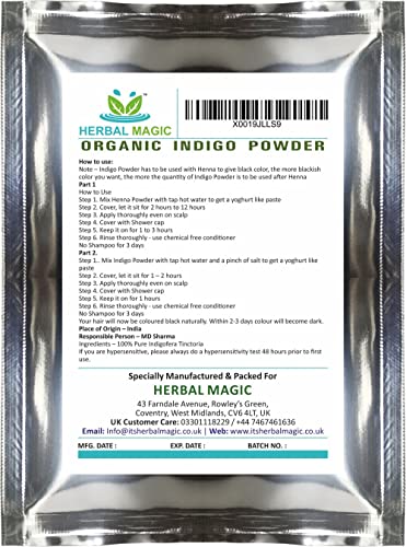 Herbal Magic's Pure & Natural USDA Indigo Powder, Herbal Hair Dye, Natural Hair Mask/Color - Free from Fillers & Preservatives-100g (Pack of 1)