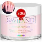 Saviland Pink Acrylic Powder - 30g Professional Acrylic Nail Powder for Acrylic Nails Extension, 3D Nail Art, Nail Decoration No Need Nail Lamp