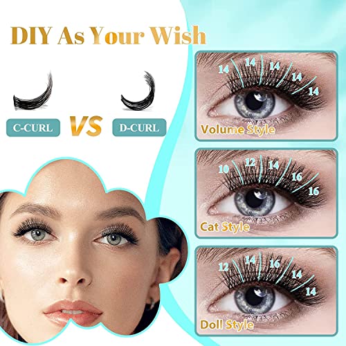 Proamate Cluster Lashes Individual Lashes DIY Eyelash Soft Natural Easy Fan Lash Individual False Lashes for Personal Use at Home (45 Clusters)