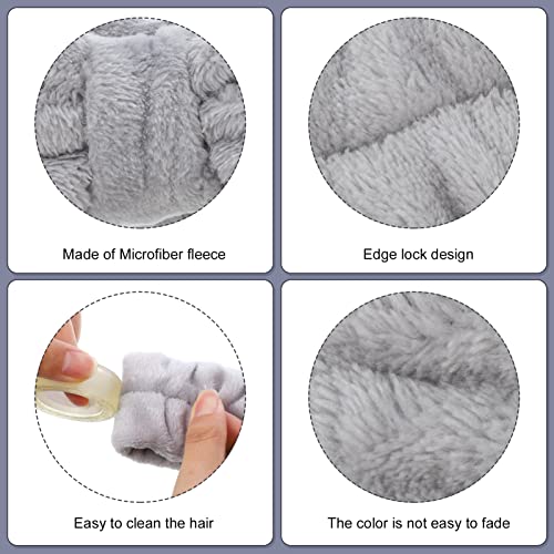 Pinenuts 4 Pack Spa Headband, Makeup Headbands Bowknot Hair Bands with Silicone Facial Cleansing Brush & Face Brush, Coral Fleece Head Wraps for