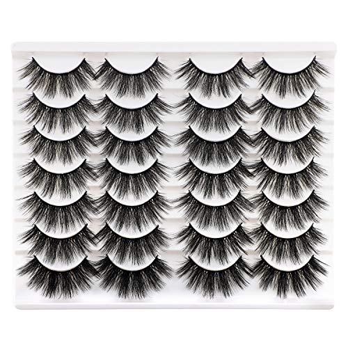 Newcally False Eyelashes Natural 3D Lashes Cat Eye Look Faux Mink Lashes Fluffy Strip 14 Pairs, Multipack