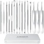 Blackhead Remover Tool Kit, IUMAKEVP 15 PCS Professional Stainless Steel Pimple Popper Comedone Extractor Tools for Removing Pimple, Blackheads,