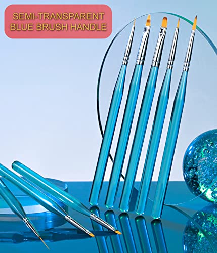 KINGMAS 8Pcs Nail Art Brushes, Nail Gel Polish Painting Brush Drawing Pen, Nail Liner Brush Set for Gel Polish Manicure Salon DIY at Home