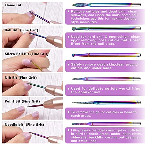 Cuticle Drill Bit, MORGLES Ceramic Nail Drill Bits 10 Pcs E File Bits 3/32" for Electric Manicure Pedicure Nail Drill, for Acrylic Gel Nails