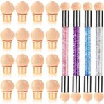Prasacco 4 Pieces Nail Sponge for Ombre Sponge Nail Brush Gradient Nail Brush Double Head Sponge Nail Art Tool with 16 Pieces Replacement Head Na
