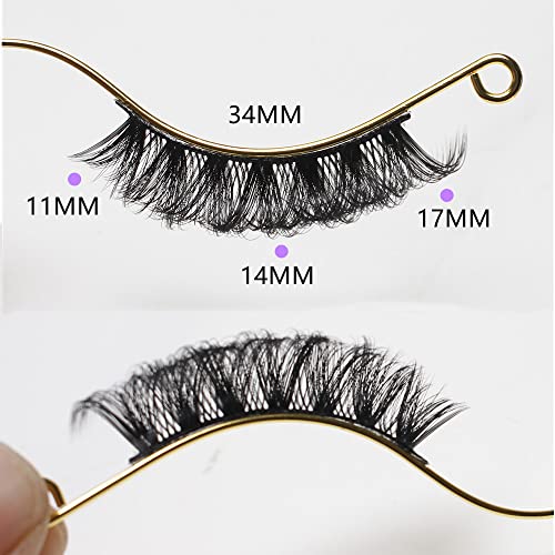 Russian Strip Lashes Natural Look Short Natural Waterproof Thick False Eyelashes 10 Pair Fluffy Volume Faux Mink Lashes Pack (15mm)