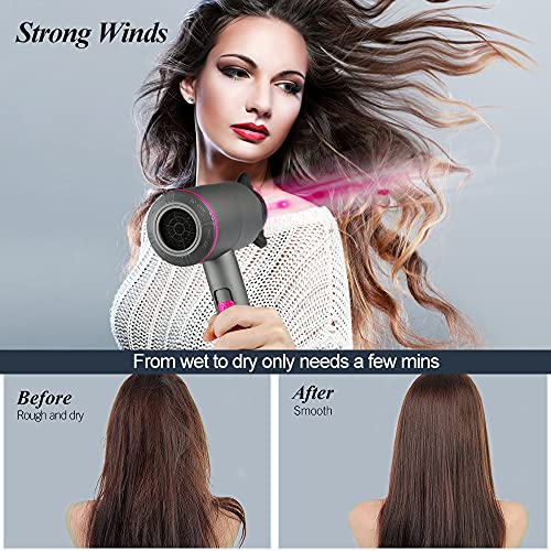 HappyGoo Professional Hair Dryer 2000W Powerful AC Motor Quick Drying Ionic Hairdryer with 2 Speed 3 Heat Setting, Cool Shot Button with 1 Diffus