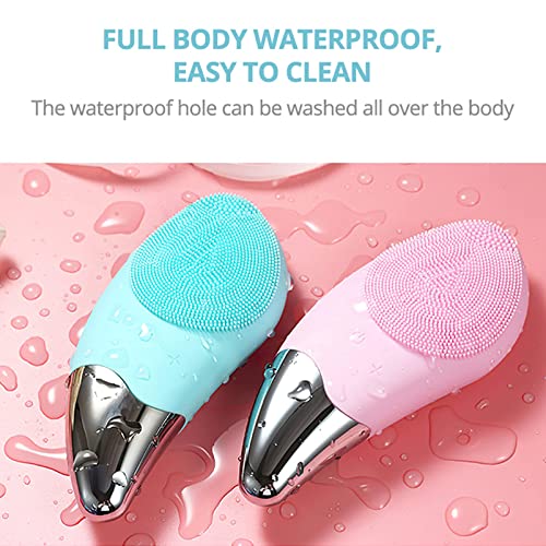SONGQEE Sonic Facial Cleansing Brush Electric, Waterproof Silicone Face Massager Brush Rechargeable Face Scrubber, Mini Skin Cleanser Exfoliator