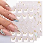 JMEOWIO 9 Sheets French Tip Nail Art Stickers Decals Self-Adhesive Wave Line Nail Supplies Nail Art Design Decoration Accessories