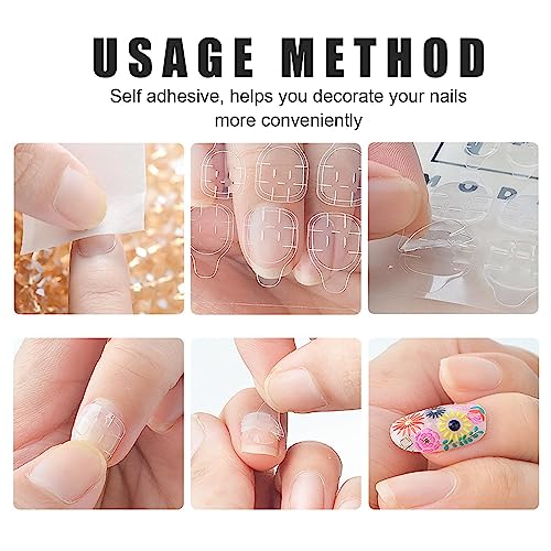 AWAVM Waterproof Breathable Jelly Double Sided Adhesive Tabs Nail Glue Sticker False Nail Tips for DIY Manicure Nail Art Decoration(240 Pack)