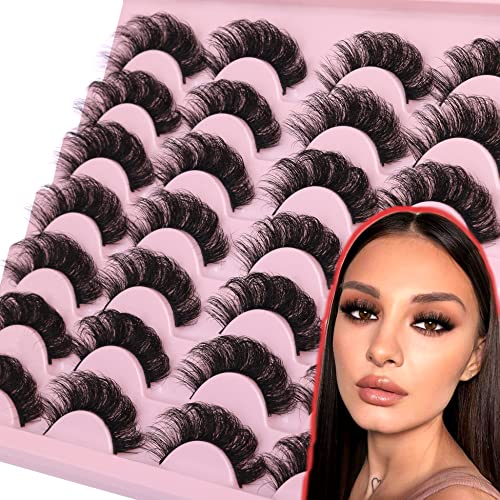 False Eyelashes D Curl Lash Strips Fluffy Wispy Mink Lashes Look Like Extensions Russian Strip Lashes Natural Look Volume Dramatic Short Fake Eye