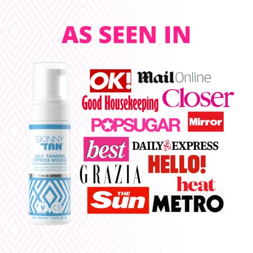 Skinny Tan Express Mousse - 1 Hour Express Fake Tan with Hydrating Coconut Water for Skincare, Streak Free Instant Self Tan, Vegan & Cruelty Free