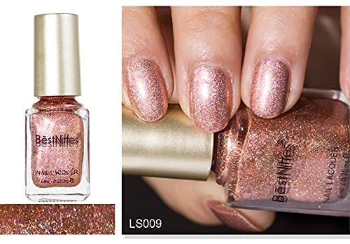 6Pcs Laser Nail Polish, Pretty Shiny Mirror Glitter Holographic Long Lasting Nail Polish (6ml*6) (6 Pcs)