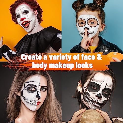 BOBISUKA Halloween Cosplay SFX Makeup Black + White Face Body Paint Special Effects Makeup Kit Dress Up Non Toxic Face Painting Kits for Adult Fu