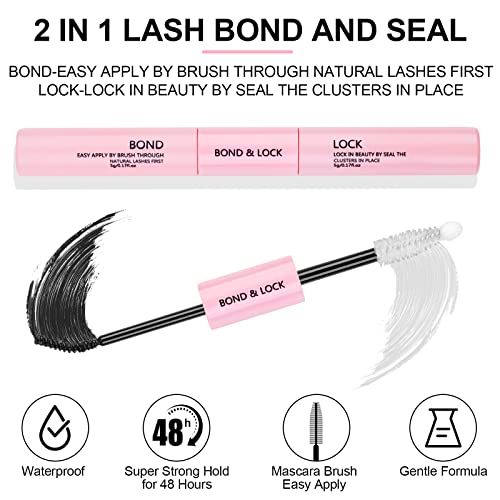 Cluster Eyelashes Extensions Kit, 240 Pcs 20D+40D 9-14mm 0.07D Curl Mixed Individual DIY Lashes with Lash Bond & Seal and Applicator,Cluster Lash