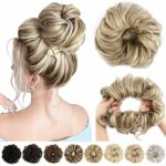Vlasy Messy Bun Hair Piece for Women,Curly Wavy Hair Scrunchies Bun Extensions Hairpieces,Synthetic Hair Chignons Accessories Updo for Girls(18/2