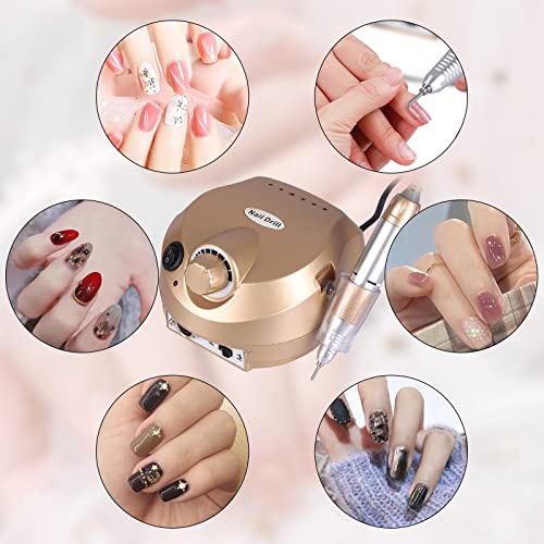 Nail Drill Electric Nail File Drill Machine Upgraded Manicure Pedicure Kit 30000RPM for Acrylic Nails,Gel Nail,Nail Art Polisher with 50pcs Sandi