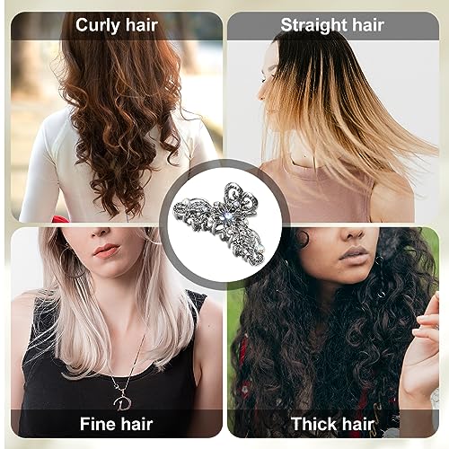 Jagowa Vintage Hair Claw Clips Rhinestone Shiny Flower Butterfly Claw Clips Retro for Women Girls Wedding Bridal