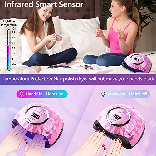 iBigLY 248W UV LED Nail Lamp, Faster Nail Dryer for Gel Nails Polish Curing Lamp with 60 Lamp Beads, 4 Timers, Auto Sensor, Home/Salon Nail Art U