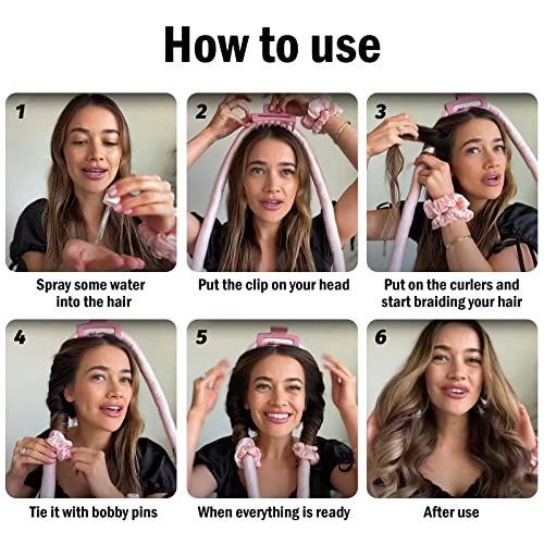 Heatless Curling Rod Headband for Rollers - High Resilience Rubber Heatless Curlers Headband Soft Silk No Heats Curling With Hair Rollers Lazy DI