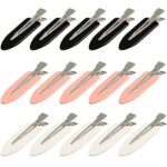 15Pcs No Bend Hair Clips, Bangs Hair Clips No Crease Hairpins Curl Pin Clips Hair Barrettes for Makeup Application Hair Styling (Black+White+Pink