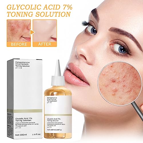 Glycolic Acid 7% Toning Solution,Glycolic Acid Toner,Repair Acne Skin Toner,Anti Aging Serum for Face,100ml Dark Spot Corrector Oil Face Serum fo