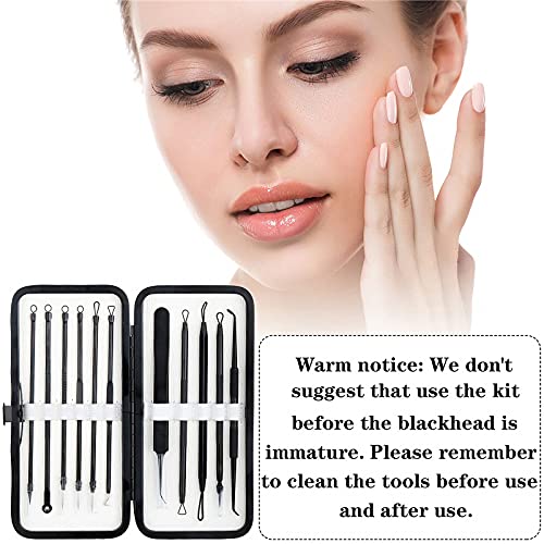 Somnr Pimple Popper Tool Kit, 11Pcs Blackhead Remover Tool Blackhead Extractor Tool Kit with White Bag,Pimple Popping Kit for Pimples, Blackheads