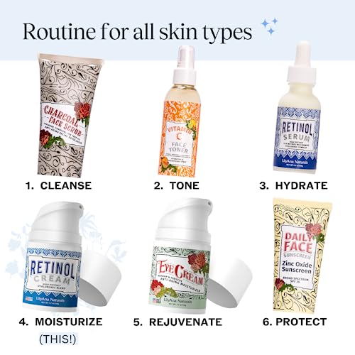 LilyAna Naturals Retinol Cream Moisturizer for Face and Eyes, Use Day and Night - for Anti Aging, Acne, Wrinkles - made with Natural and Organic