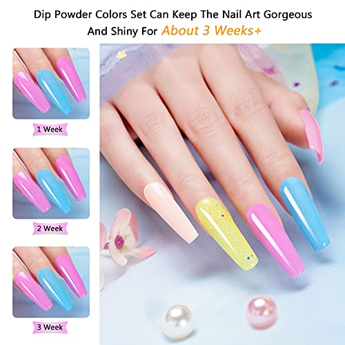 Dipping Powder Starter Kit, Wakaniya Dip Powder 12 Summer Colors Sun Changing Colour Dipping Powder Nail Set with 4 Liquid Base Top Coat, Activat