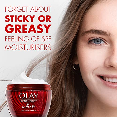 Olay Regenerist Whip SPF Face Moisturiser 50ml, SPF30 Anti Aging Face Cream For Women, Ideal Base for Make Up, with Niacinamide