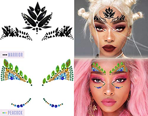 Face Gems 8 Pack (UK COMPANY) Face Stickers Festival Accessories for Kids Stick On