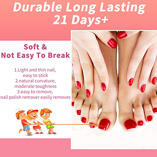 Clear Soft Gel Fake Toenail-Solid Square Fake Toenail Full Coverage Press on Toe Nail,Clear Ultra-thin Design Nail Extension,Smooth Traceless Hom