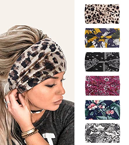 Headbands for Women Wide Boho Head Scarfs Wraps Yoga Hairbands Elastic Sport Running Turbans Head Bands