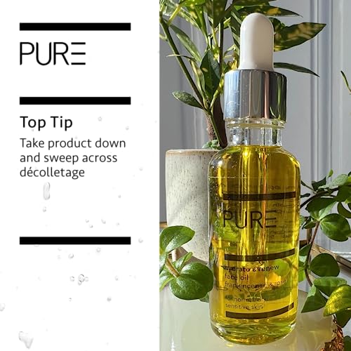 Hydrate & Renew Face Oil from PURE Spa & Beauty 30ml - Vegan Skin Moisturiser with Rose, Geranium, Orange, Frankincense, Vitamin E and Omega 6 &