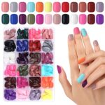 576 Pieces Colorful Short False Nails Round EBANKU Fake Nail Full Cover Artificial Acrylic Nails Tips Press on Nails for Women Girls DIY Nail Art