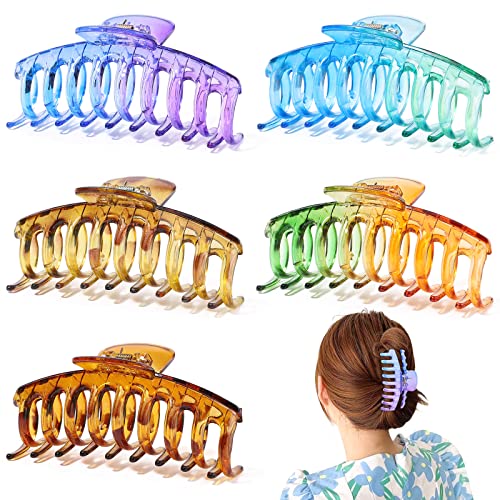 Hair Claw Clips for Women Girls, 8 PCS Hair Clips for Thick Hair, Thin Hair Strong Large Hold Hair Claw 4.3" Nonslip Hair Clamps Claw Clip Grips