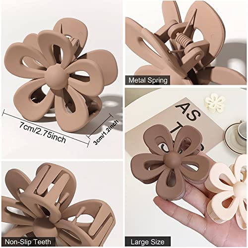 MENGCOOL 8PCS Flower Hair Clips, Cute Hair Clip for Medium Thick Hair, ABS Strong Hair Hold Jaw Clamps, Non-Slip Large Hair Clip for Women and Gi