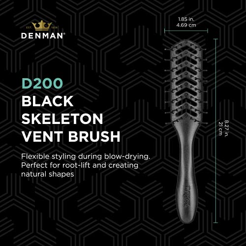 Jack Dean by Denman D200 Flexible Vent Brush for Blow Drying - Styling Hair Brush for Wet Dry Curly Thick Straight Hair - For Women and Men (Blac