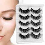 Sibba Multi-layered Lashes False Eyelashes 5 Pairs Dramatic 20 mm Faux Mink Lashes Pack Wispy Long Thick High Crossed Volume Fluffy Eyelash Exten