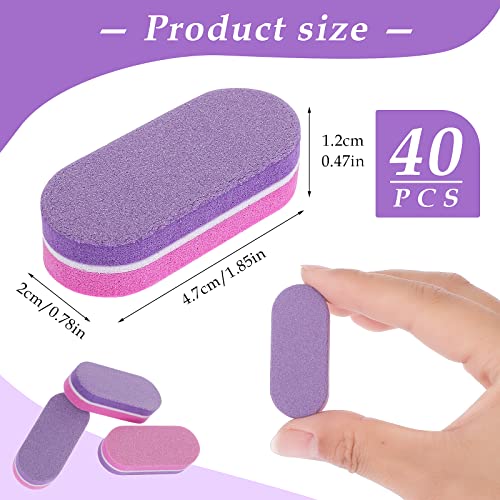 Lusofie 40Pcs Mini Pink Nail Buffer Blocks 100/180 Double Sided Buffer Nail File Grit Sponge Sanding Nail Polish Blocks for Acrylic Nails(Pink-Pu