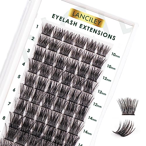 Lanciley Individual Lashes 45 Clusters Lashes C Curl DIY Eyelash Extension Kit at Home for Make-up Beginner False Eyelashes with Eyelash Glue Twe