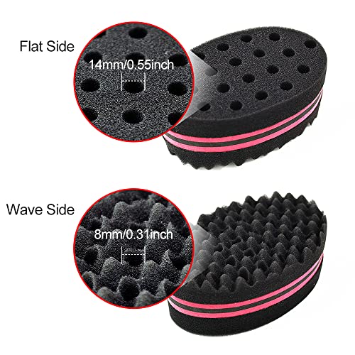 ELERA Hair Sponge Brush, Big Holes (14mm Hole) Afro Curl Sponge, Double Side Oval Magic Twist Coils Wave Hair Sponge for Home and Barber